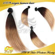 #1b/#4/#27 three tone color 2014 new design product wholesale brazilian hair, ideal hair product